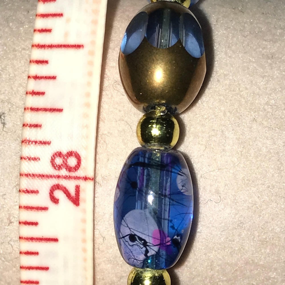 New Blue Artisan Glass Bead Stretch Bracelet